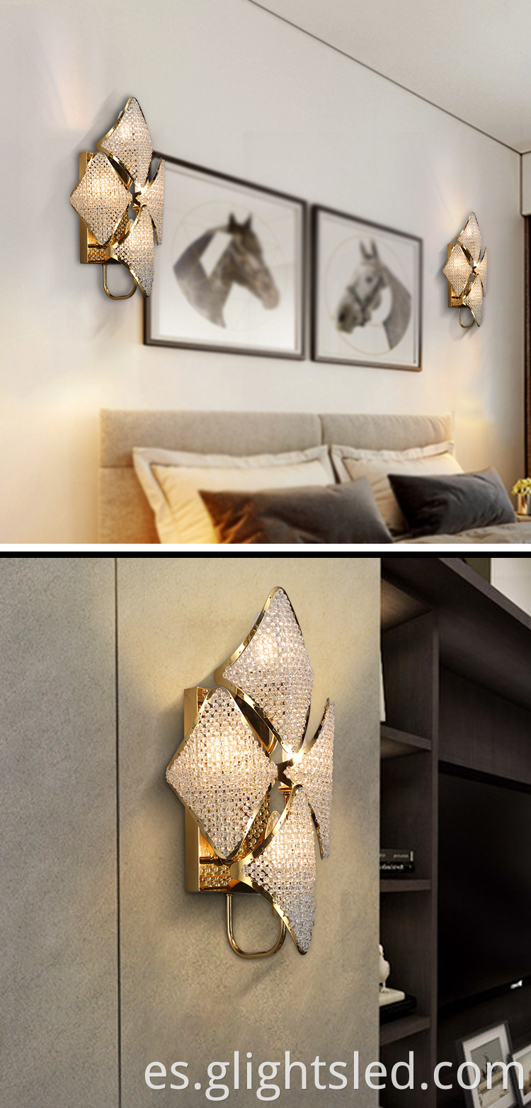 G-Lights Venta caliente Dormitorio Decorativo de interior de diseñador moderno Lámpara de pared de cristal LED